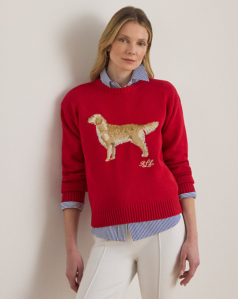 Intarsia-Knit Golden Retriever Sweater