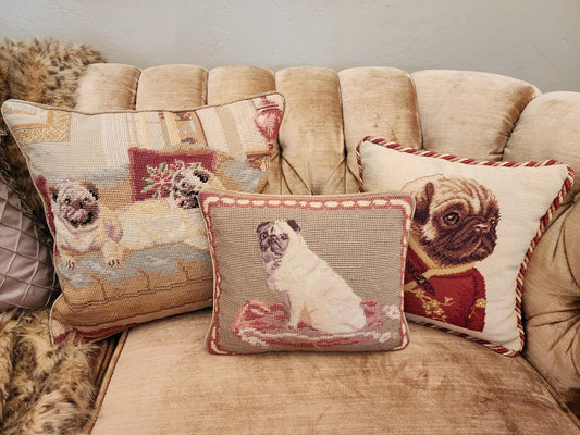 Pug Needlepoint Pillows