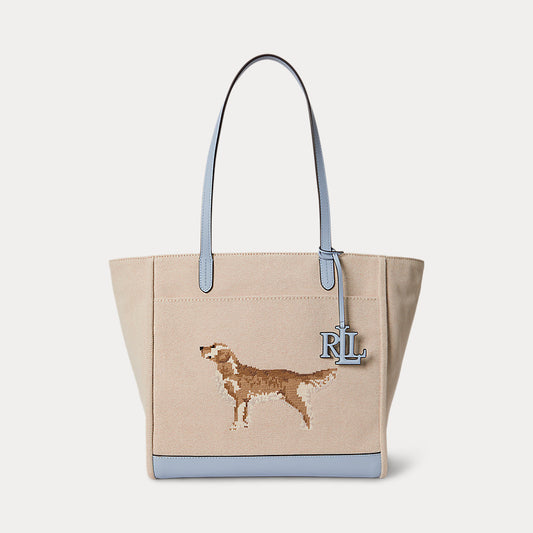 Dog-Embroidered Large Cameryn Tote Bag