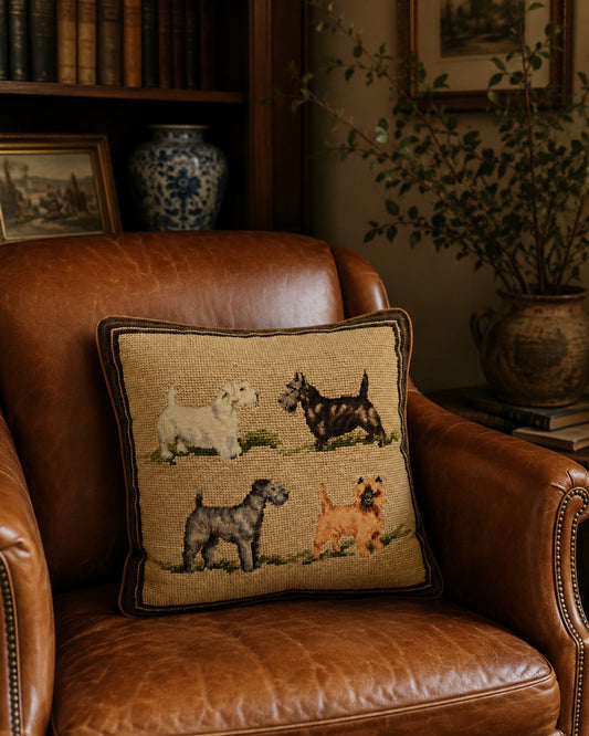 Terrier Needlepoint Pillow