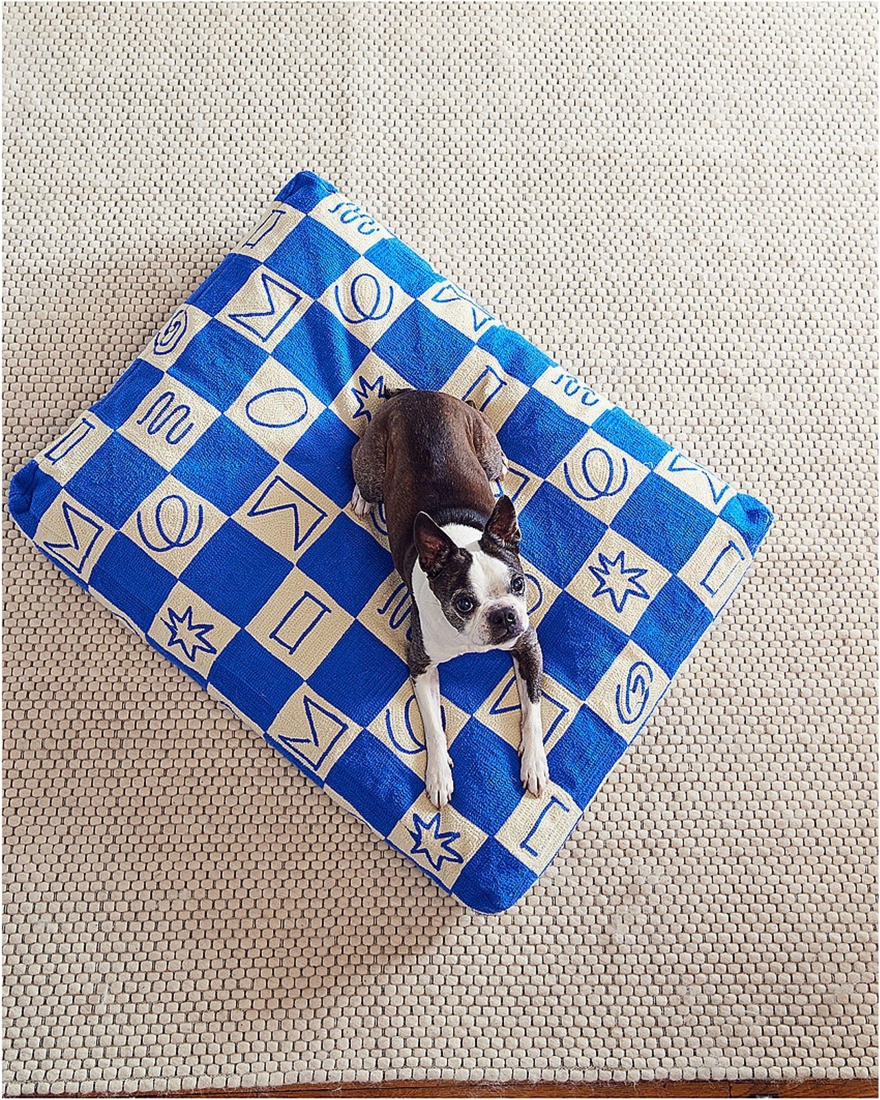 Tile Embroidered Dog Bed