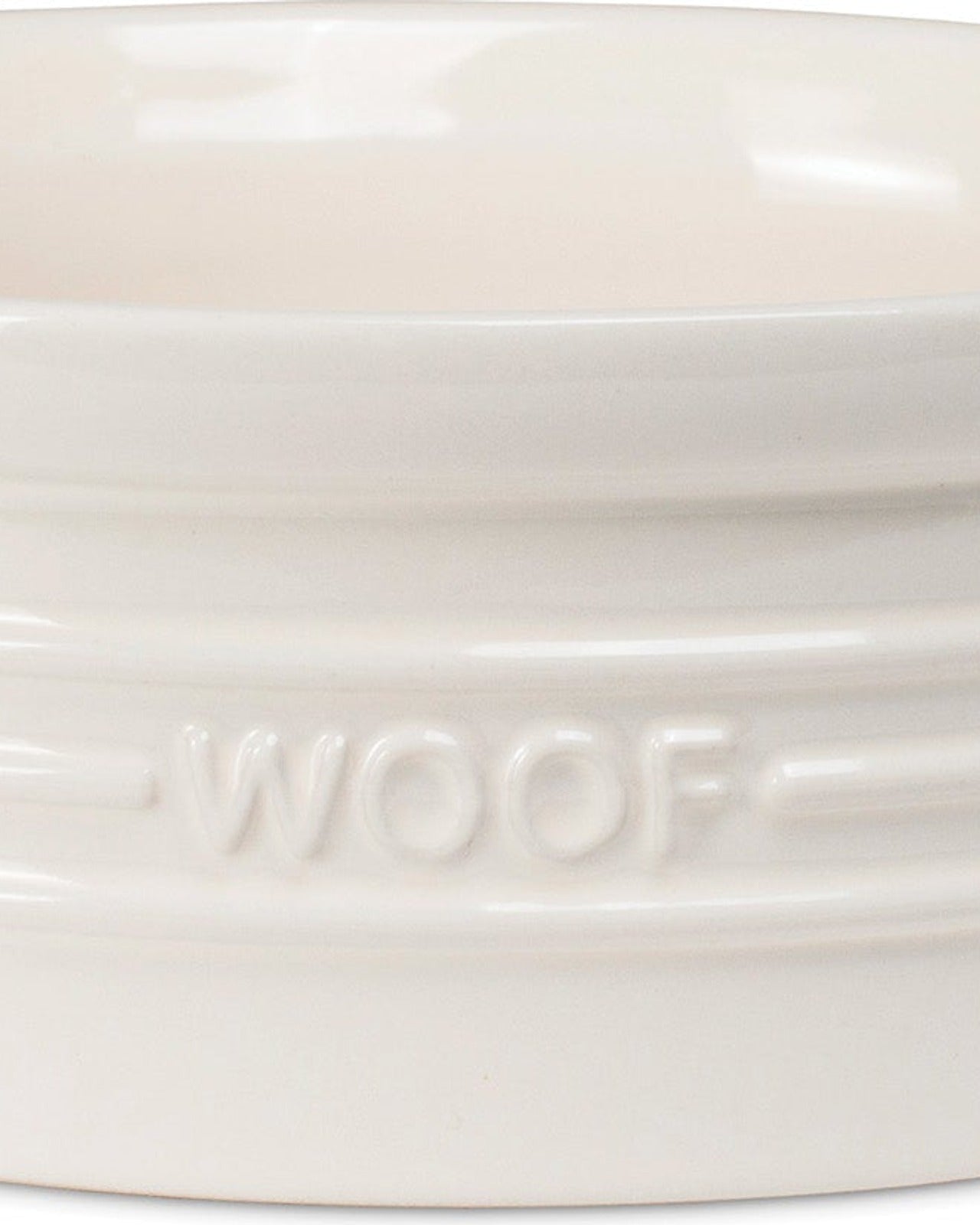 Woof Ivory Medium Stoneware Dog Bowl