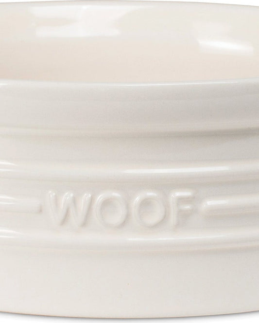 Woof Ivory Medium Stoneware Dog Bowl